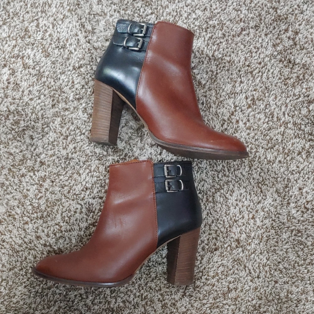 Madewell Reid Ankle Boots Two-Tone Heeled Booties Women's Size 7.5